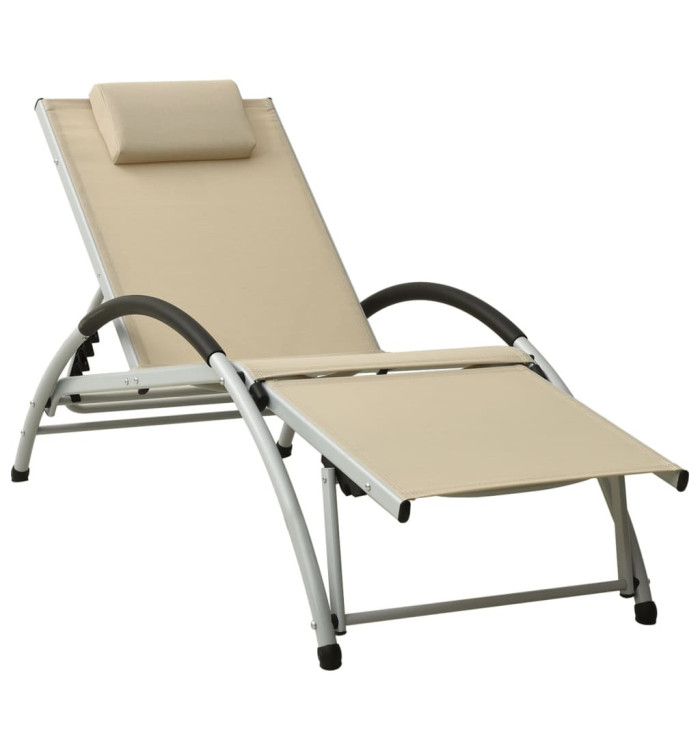 Chaise longue avec oreiller textilène crème | Mobilier & Déco