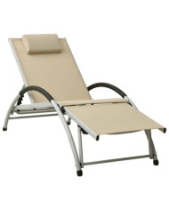 Chaise longue avec oreiller textilène crème | Mobilier & Déco