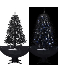 Arbre de Noël neigeux avec base de parapluie Noir 170 cm PVC | Mobilier & Déco