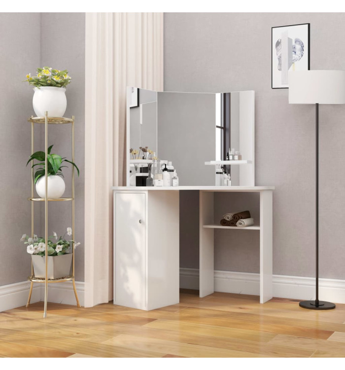 Coiffeuse d'angle Table de maquillage cosmétique Blanc | Mobilier & Déco