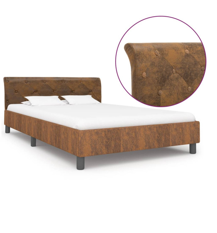 Cadre de lit Marron Similicuir daim 140 x 200 cm | Mobilier & Déco