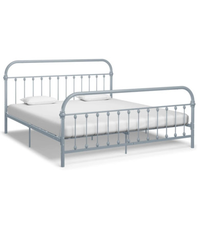 Cadre de lit sans matelas gris métal 180x200 cm | Mobilier & Déco