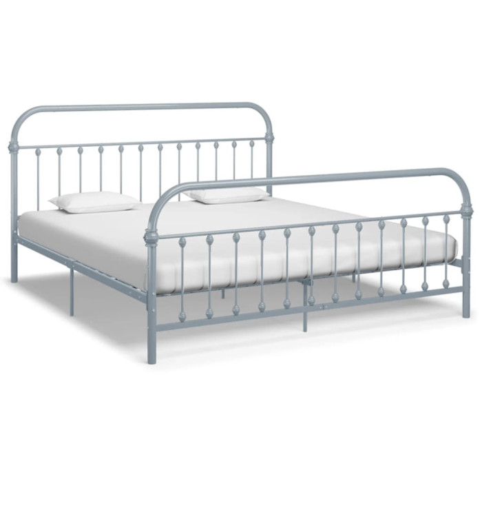Cadre de lit sans matelas gris métal 180x200 cm | Mobilier & Déco