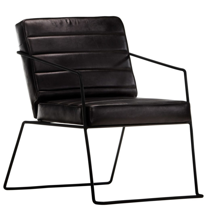 Fauteuil Noir Cuir véritable | Mobilier & Déco