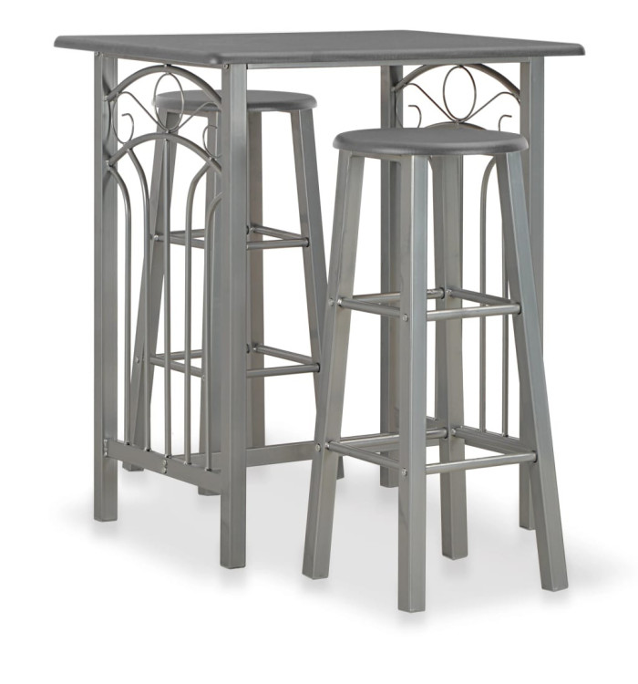Ensemble de bar 3 pcs Bois et acier Anthracite | Mobilier & Déco