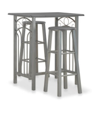 Ensemble de bar 3 pcs Bois et acier Anthracite | Mobilier & Déco