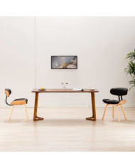 Chaises à manger lot de 2 noir bois courbé et similicuir | Mobilier & Déco
