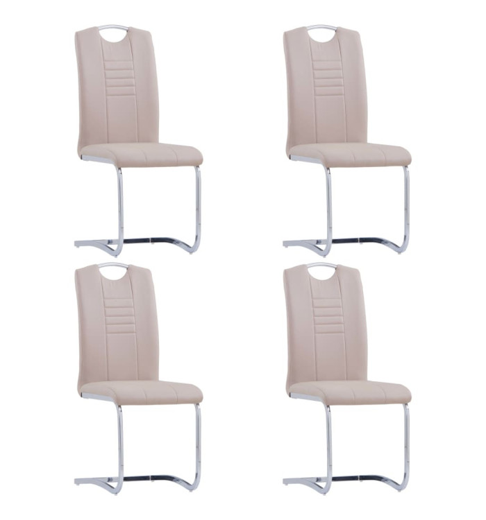 Chaises à manger cantilever lot de 4 cappuccino similicuir | Mobilier & Déco