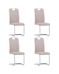 Chaises à manger cantilever lot de 4 cappuccino similicuir | Mobilier & Déco