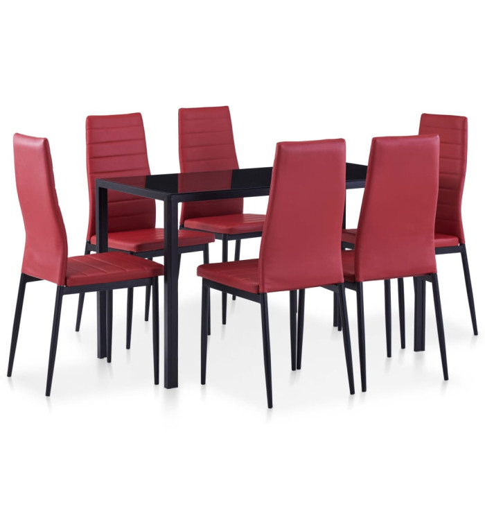 Mobilier de salle à manger 7 pcs Rouge bordeaux | Mobilier & Déco