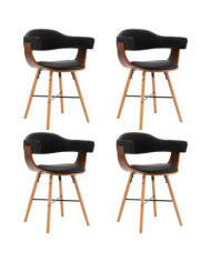 Chaises à manger lot de 4 noir similicuir et bois courbé | Mobilier & Déco