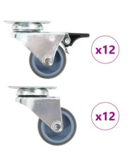 24 pcs Roulettes pivotantes doubles 50 mm | Mobilier & Déco