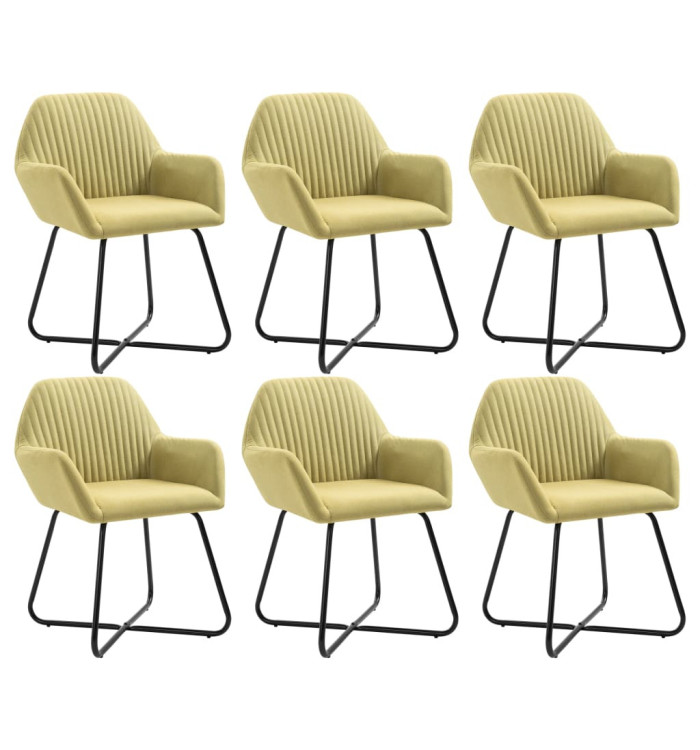 Chaises à manger lot de 6 vert tissu | Mobilier & Déco