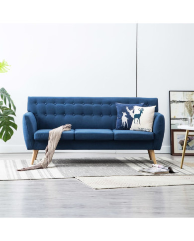 Canapé à 3 places revêtement en tissu 172x70x82 cm bleu | Mobilier & Déco