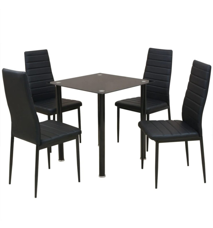 Ensemble table et chaise de salle à manger 5 pièces noir | Mobilier & Déco