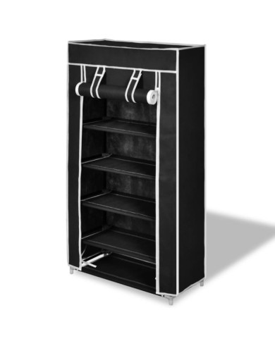 Armoire à chaussures avec housse 58 x 28 x 106 cm Tissu Noir | Mobilier & Déco