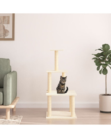 Arbre à chat avec griffoirs en sisal crème 111 cm | Mobilier & Déco