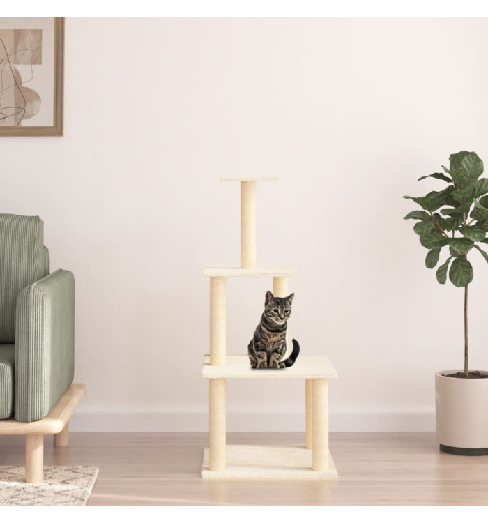Arbre à chat avec griffoirs en sisal crème 111 cm | Mobilier & Déco