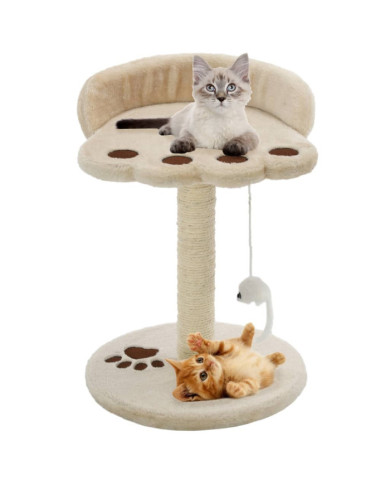 Arbre à chat avec griffoir en sisal 40 cm Beige et Marron | Mobilier & Déco
