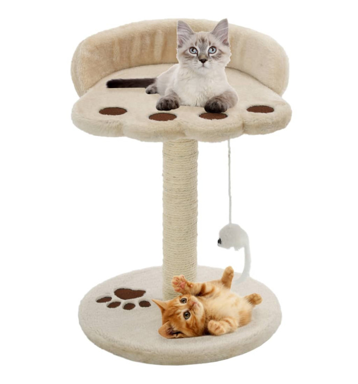Arbre à chat avec griffoir en sisal 40 cm Beige et Marron | Mobilier & Déco