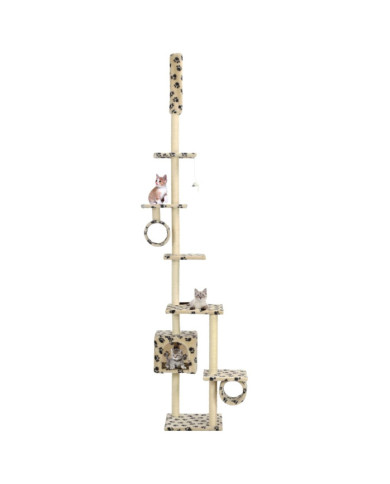 Arbre à chat avec griffoirs en sisal 260 cm Beige Motif pattes | Mobilier & Déco