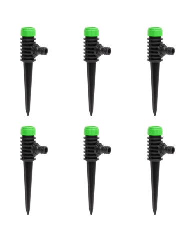 Arroseurs rotatifs 6 pcs vert et noir 3x6x19,5 cm ABS et PP | Mobilier & Déco