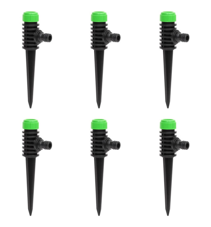 Arroseurs rotatifs 6 pcs vert et noir 3x6x19,5 cm ABS et PP | Mobilier & Déco