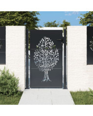Portail de jardin anthracite 105x155cm acier conception d'arbre | Mobilier & Déco