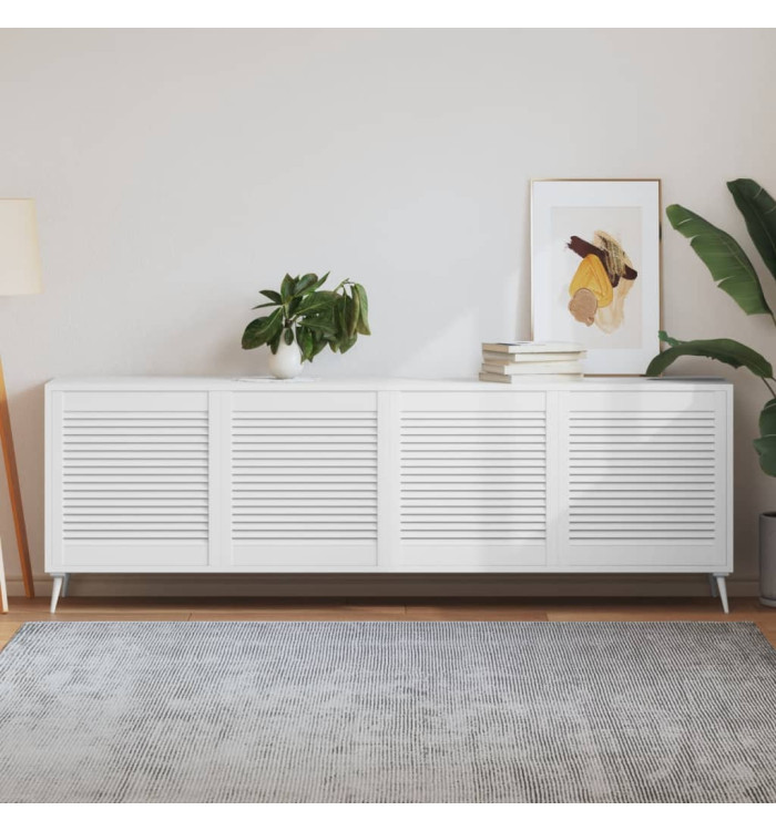 Portes d'armoire à persiennes 4pcs blanc 61,5x59,4cm pin massif | Mobilier & Déco
