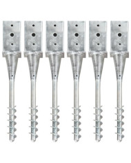 Piquets au sol 6 pcs Argenté 8x8x57 cm Acier galvanisé | Mobilier & Déco
