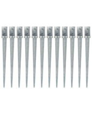 Piquets au sol 12 pcs Argenté 8x8x91 cm Acier galvanisé | Mobilier & Déco