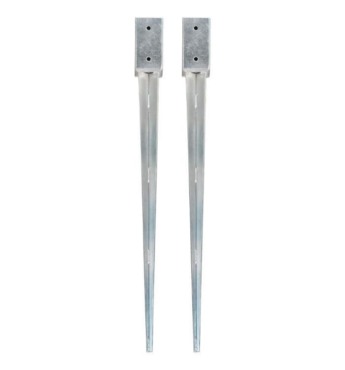 Piquets au sol 2 pcs Argenté 7x7x90 cm Acier galvanisé | Mobilier & Déco