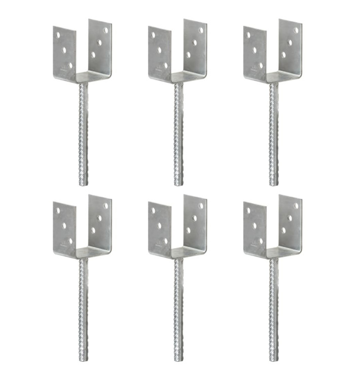 Piquets de clôture 6 pcs Argenté 8x6x30 cm Acier galvanisé | Mobilier & Déco