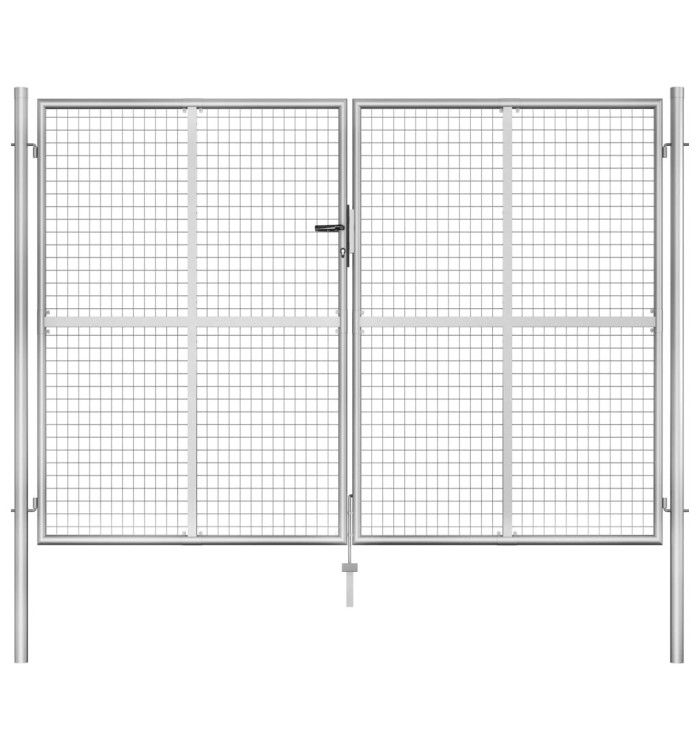Porte de jardin Acier galvanisé 306x225 cm Argenté | Mobilier & Déco