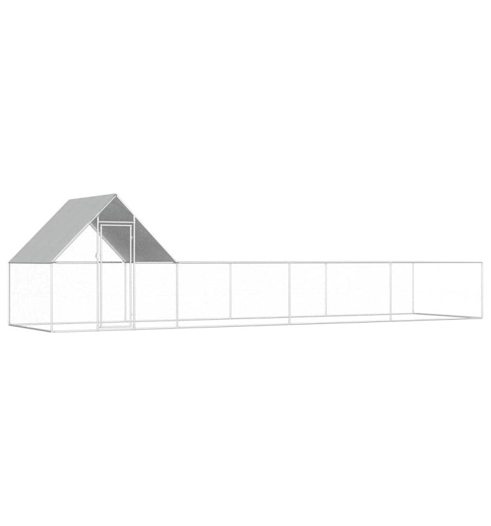 Poulailler 8 x 2 x 2 m Acier galvanisé | Mobilier & Déco
