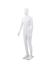 Mannequin homme corps complet base verre Blanc brillant 185 cm | Mobilier & Déco