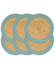 Napperons 6 pcs Naturel et vert 38 cm Jute et coton | Mobilier & Déco