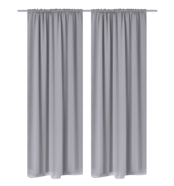 Rideaux occultants à fentes 2 pcs Gris 135 x 245 cm | Mobilier & Déco