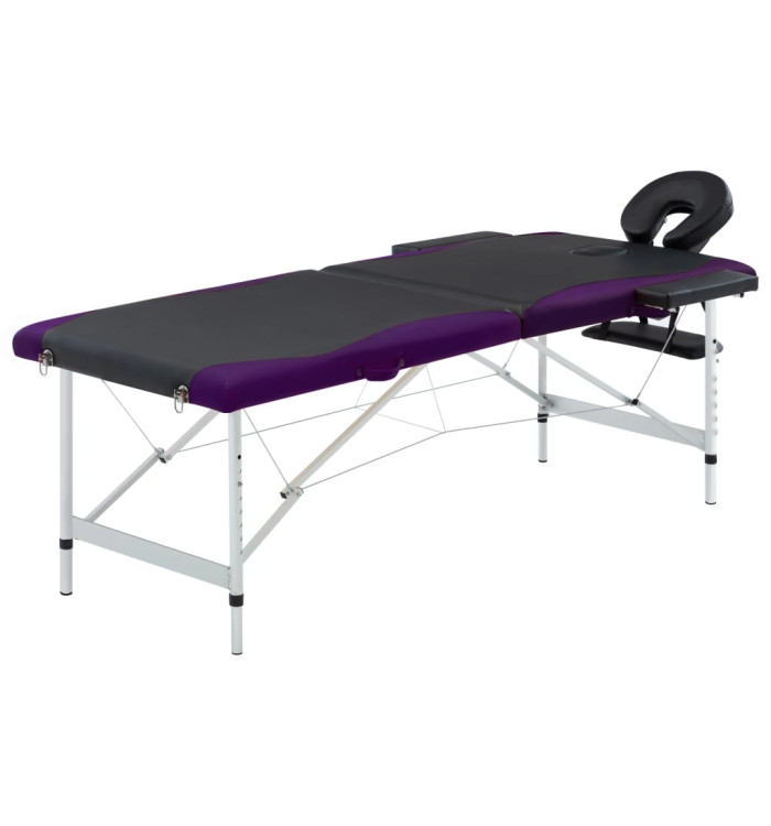 Table de massage pliable 2 zones Aluminium Noir et violet | Mobilier & Déco