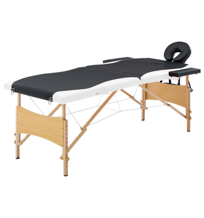 Table de massage pliable 2 zones Bois Noir et blanc | Mobilier & Déco