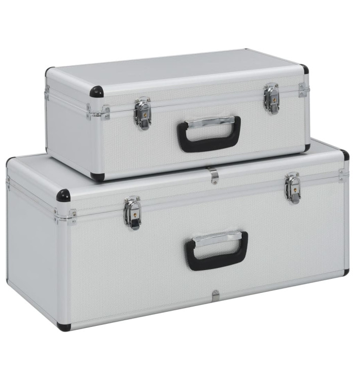 Boîtes de rangement 2 pcs Argenté Aluminium | Mobilier & Déco