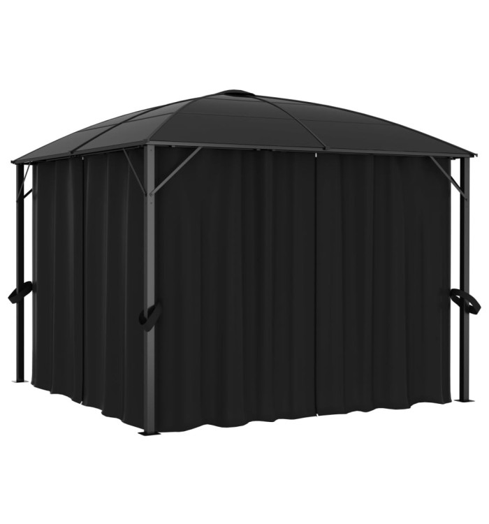 Tonnelle avec rideaux 300x300x265 cm Anthracite | Mobilier & Déco