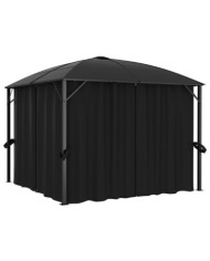 Tonnelle avec rideaux 300x300x265 cm Anthracite | Mobilier & Déco