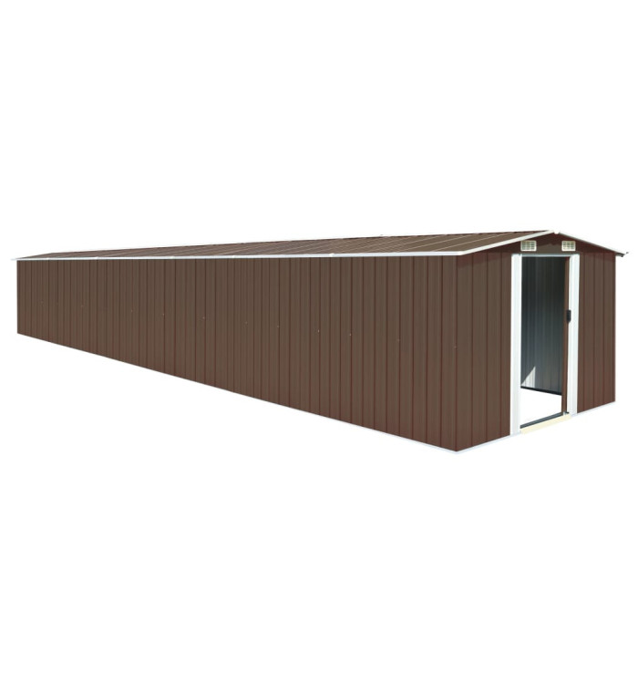Abri de jardin Marron 257x779x181 cm Acier galvanisé | Mobilier & Déco
