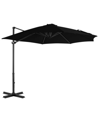 Parasol de jardin en porte-à-faux avec mât en aluminium noir | Mobilier & Déco
