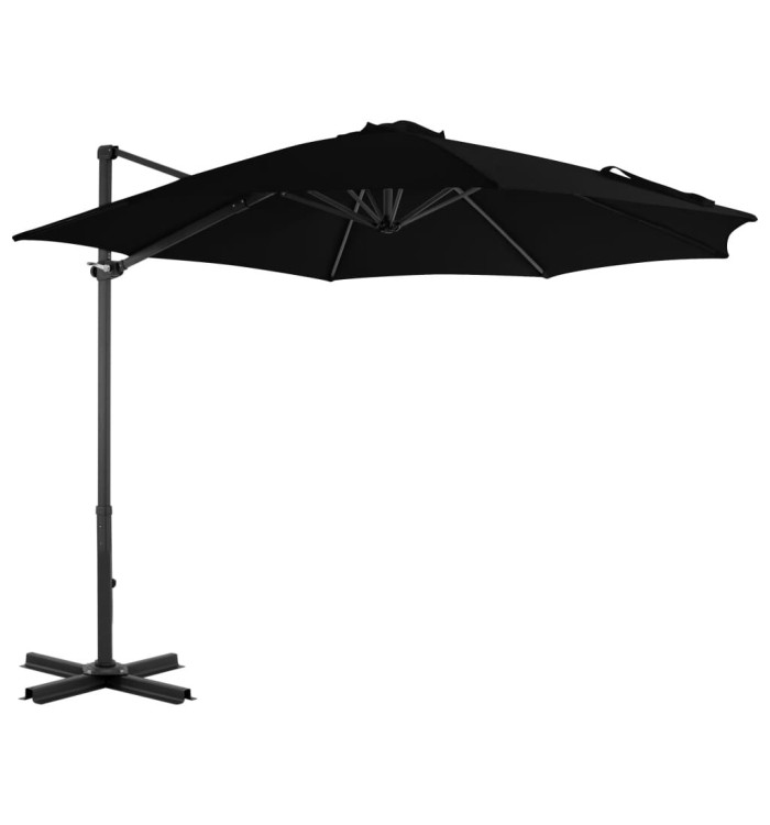 Parasol de jardin en porte-à-faux avec mât en aluminium noir | Mobilier & Déco