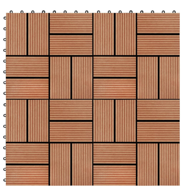 Carreau de terrasse 11 pcs WPC 30 x 30 cm 1 m² Couleur Teck | Mobilier & Déco