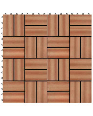 Carreau de terrasse 11 pcs WPC 30 x 30 cm 1 m² Couleur Teck | Mobilier & Déco
