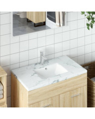 Évier de salle de bain blanc rectangulaire céramique | Mobilier & Déco