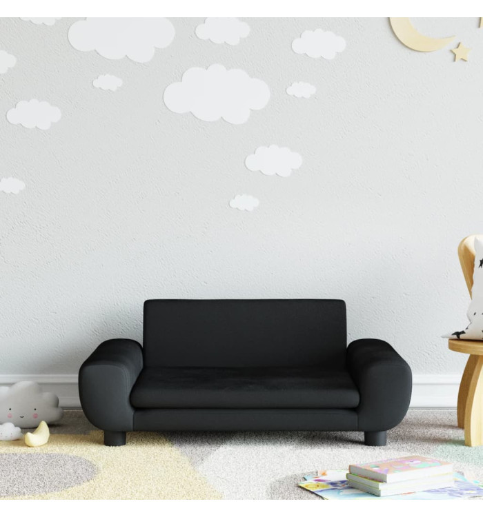 Canapé pour enfants noir 70x45x33 cm velours | Mobilier & Déco